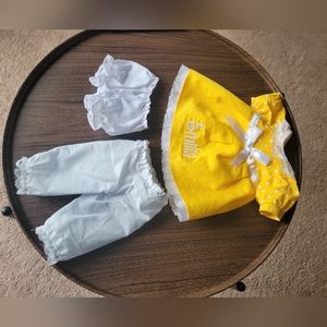 Vintage Cabbage Patch Doll yellow dress& 2 bottoms